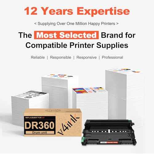 v4ink Compatible Drum Replacement for Brother DR360 (1-Pack) Work with DCP7030 DCP7040 DCP7045 HL2120 HL2140 HL2150 HL2170 MFC7320 MFC7340 MFC7345 MFC7440 MFC7445 MFC7450 MFC7840 Printer (Not Toner)