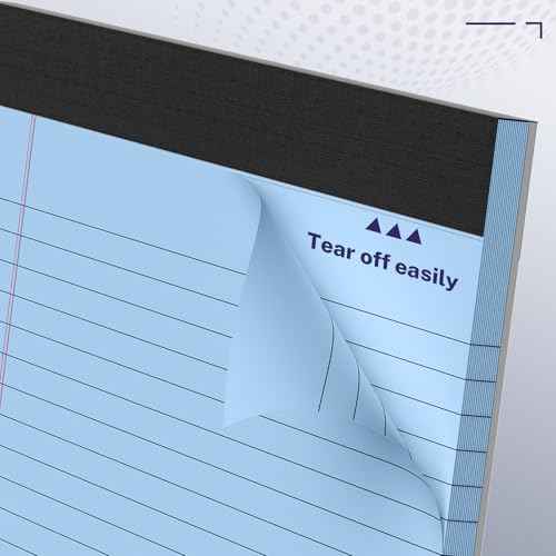 5 Pack Wide Legal Pads 11" x 9.5" Landscape Pink Purple Blue Green Yellow College Ruled Note Pad Narrow Ruled 30 Sheets per Notepad Perforated Writing Paper Thick Backboard Horizontal Pads of Paper