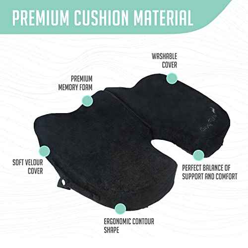 Premium Foldable Travel Seat Cushion - for Relief of Lower Back, Sciatic, Butt and Tailbone Pain - for Home & Office Use, Perfect for Travel or Driving - Coccyx Seat Cushion
