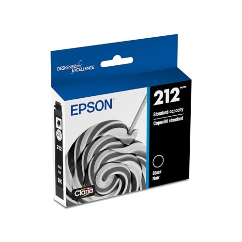 Epson 212 Standard Capacity Black Ink Cartridge T212120 - Genuine, Fast-Drying, Vibrant Prints