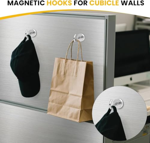 DIYMAG Silver Magnetic Hooks 10 Pack 0.63in, Strong 30lb Capacity for Cruise, Cabin, Ship, Office, Refridge