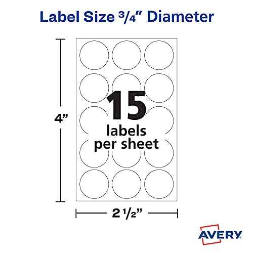 Avery Multi-Use Removable Labels, 3/4 Inch Round Stickers, White, Non-Printable, 315 Blank Labels Total (6738)
