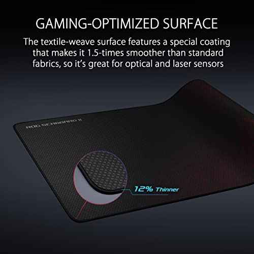 ASUS ROG Scabbard II Gaming Mouse Pad ? 14.2¡± x 10.2¡± (Medium Size), Smooth Glide Surface, Water/Oil/Dust-Resistant, Anti-Fray Edges, Non-Slip Base - Black