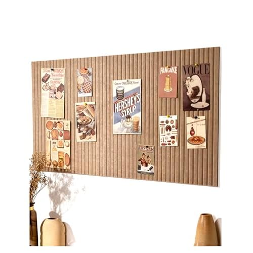 48x32 inches Large Bulletin Board, Decorative Felt Pin Board, 0.35¡° Thick Foldable Photo Display Board with Self-Adhesive Tape, Vision Board for School Home Kitchen Office Walls - Dark Camel