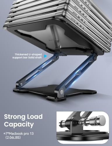 LOXP Classic Black Adjustable Laptop Stand for Desk, Portable & Heat Dissipation