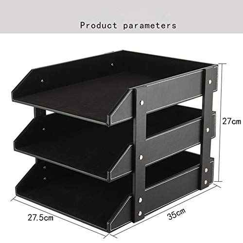 Leather Desk File Organizer, 3-Layer Stackable Tray, Used to Store documents, folders, Stationery, Magazines, Newspapers, Letters, and Other Home Office Sundries Desktop Organization Holder(Black)¡¦