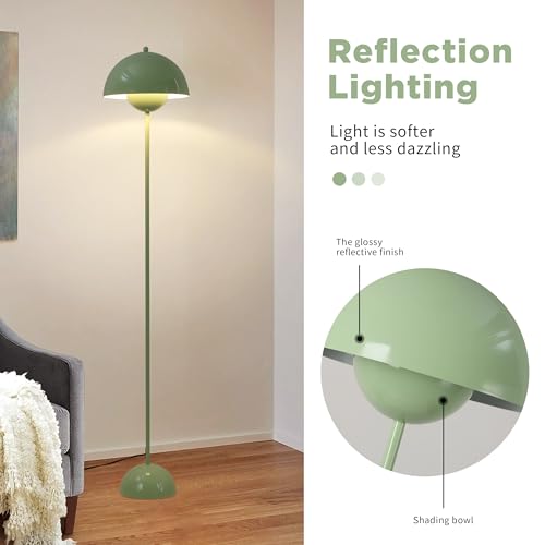 Modern Flowerpot Floor Lamp for Living Room, Industrial Tall Standing Lamp for Bedroom, Metal Shade Reflecting Light Reading Floor Lamp for Bedroom, Nursery Room, Corner(Green)
