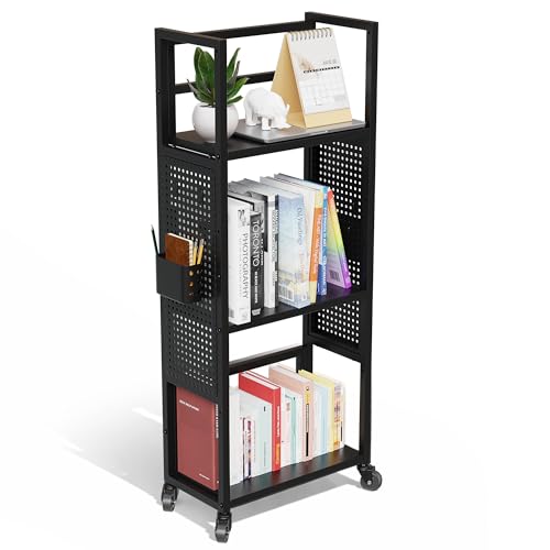 Rolling 3-Tier Book Cart with Wheels – Portable Library Display
