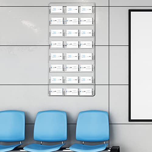 Lincia 24 Pockets Business Card Holder Wall Mount Rack Display Clear Sticker Display Rack Acrylic Business Card Clear Holder Organizing for Office