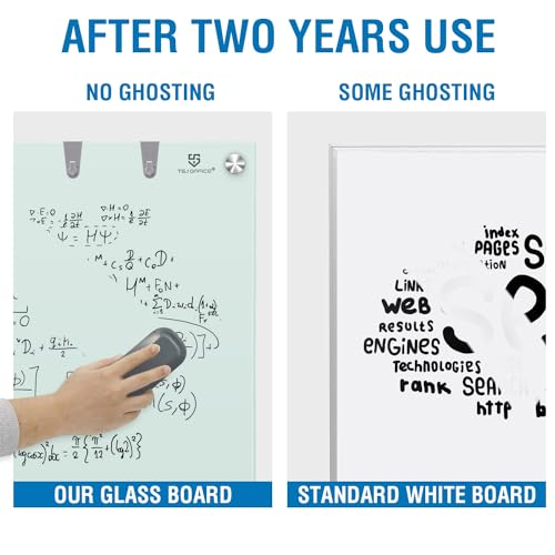 TSJ OFFICE White Glass Whiteboard 36x24 Inches Frameless Magnetic Wall Memo Board