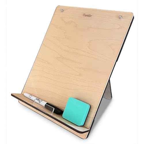 Wood and Acrylic Easel Style Dry Erase Board and Book/Tablet Holder for Home and Office | Portable Whiteboard for Students and Teachers | Marker and Eraser Included (Baltic Birch)