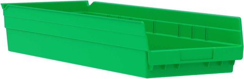 Akro-Mils 30184 Plastic Nesting Shelf Bin Box, (24-Inch x 8-Inch x 4-Inch), Green, (6-Pack)