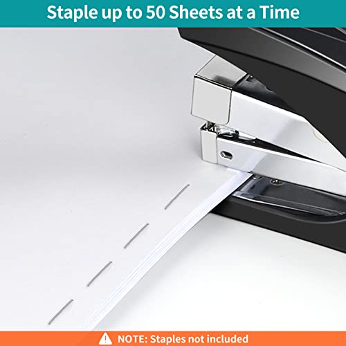 AFMAT ES10 Black Desktop Stapler for 50 Sheets, Heavy Duty, One Finger Operation