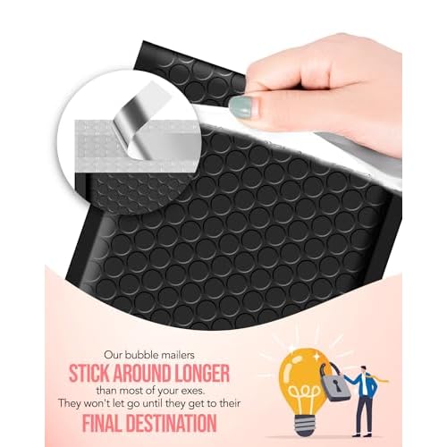 GSSUSA Black Bubble Mailers 4X8" 200 Pack, Usable Size 4X7" Padded Envelopes Small Shipping Mailer Strong Adhesion Bubble Envelope,Self-Seal Mailing Envelopes for Small Items, Business