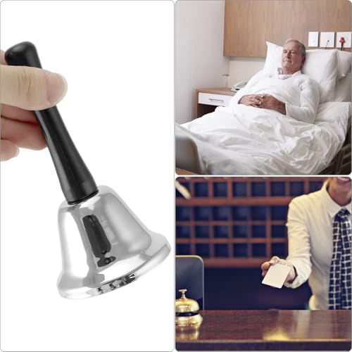 QWORK 6 Pack Silver Hand Bells - Loud Call Bells for Elderly, Teachers, Reception Desks