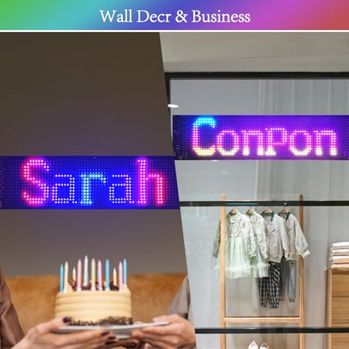 LED Sign for Car with Bluetooth APP Control, Custom Programmable LED Sign for Taxi Driver,Business, Holidays - Scrolling Display, 24x5 Inch Flexible Matrix Panel