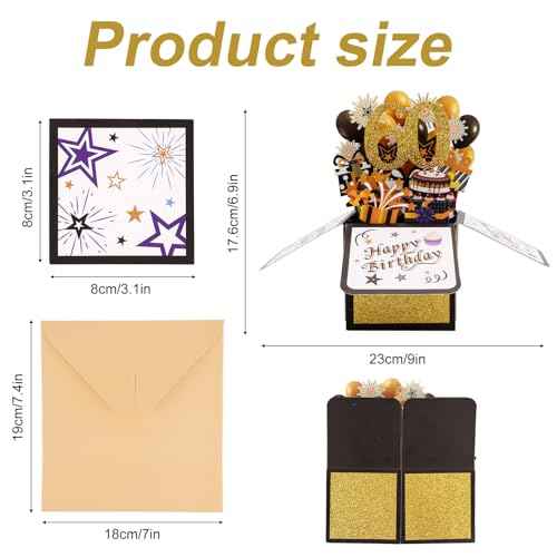 Happy 60th Birthday Pop-Up Card, Multicolored 60 Year Old Birthday 3D Cards with Envelopes Cool Sixty Birthday Popup Box Best 60th Birthday Gift Ideas for Men Women