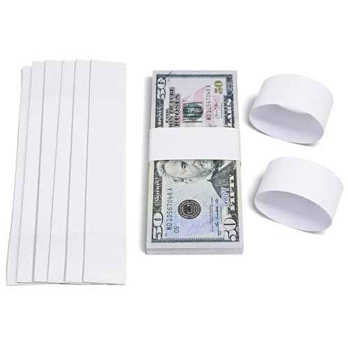 L LIKED Money Band Self Sealing Currency Straps for Bill Wrappers (Blank White - 100 PCS)