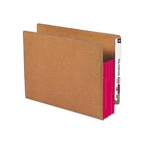 Smead End Tab Pocket, Reinforced Straight-Cut Tab, 3-1/2" Expansion, Extra Wide Letter Size, Redrope with Red Gusset, 10 per Box (73686)
