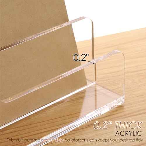 SANRUI 3 Compartments Mail Organizer Letter Holder for Desk ,Vertical Letter Holder,File Sorter Acrylic Desk Organizer Office Supplies,Clear