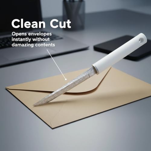 2 Pack Black & White Letter Opener Envelope Slitter with Sheath - Office & Home Use