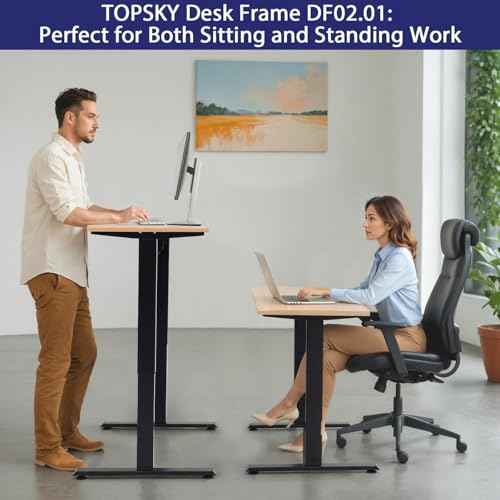 TOPSKY Dual Motor Electric Adjustable Standing for up to 70.8¡±x31.5¡± Table Tops, 225 lbs Weight Capacity, Computer Desk for Home and Office (Black Frame only)