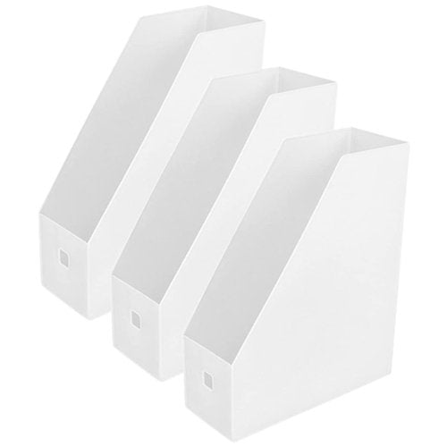 Cabilock 3Pcs Plastic Document Organizer Vertical Desktop File Rack for Office Stylish Magazine Holder for Books Magazines and Documents Easy to Assemble