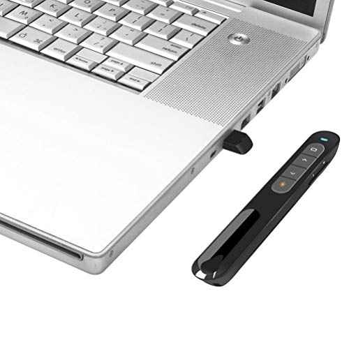 Wireless Presenter, Hyperlink Volume Control Presentation Clicker RF 2.4GHz USB PowerPoint Clicker Presentation Remote Control Pointer Slide Advancer (Black)