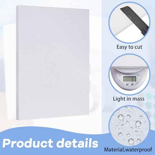 Frienda 12 Pcs Foam Board Bulk 12" x 7.5" x 1/2" Xps Foam Sheet Panel for DIY Crafts Sculpture Modeling Floral Arrangements School Home Office Art (White)