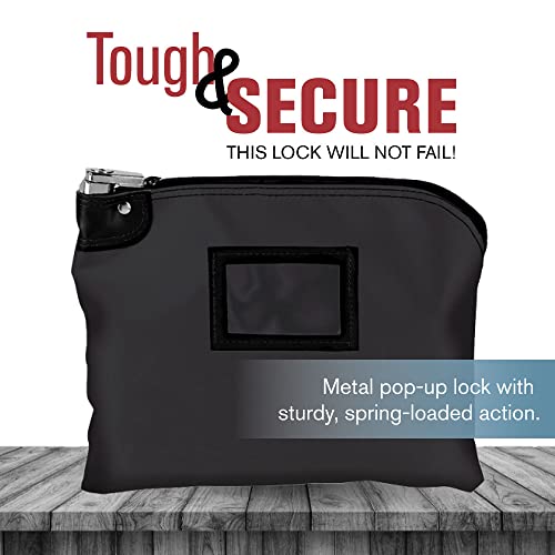 BankSupplies Laminated Nylon Locking Deposit Bag - Black - 15W x 11H - 2 Keys Included for Each Bag - HIPAA - Puncture Resistant Laminated Nylon - Double Stitched Seams