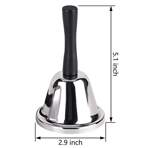 MROCO Silver Steel Hand Bell for Classroom & Service - 1 Pack