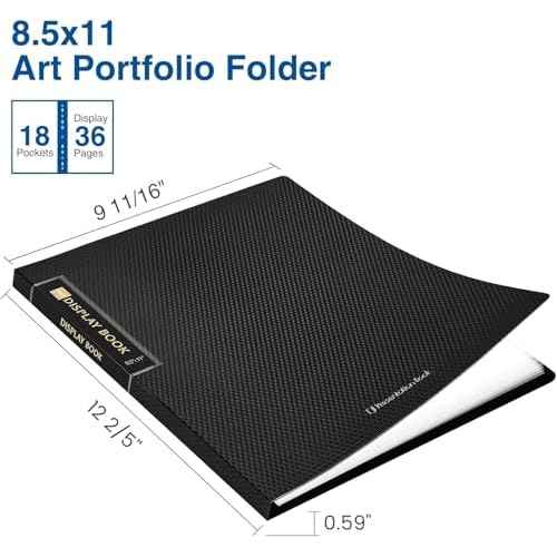 Sooez 18-Pocket Binder with Plastic Sleeves 8.5x11, Heavy Duty Art Portfolio Folder with Clear Sheet Protectors, Display 36 Pages, Presentation Book for Artwork, Document Organizer