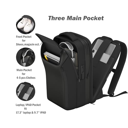 Expandable Travel Backpack, Business Laptop Backpack,TSA-Flight Approved Backpack with USB Charging Port fit 17.3 Inch Laptop for Men Women