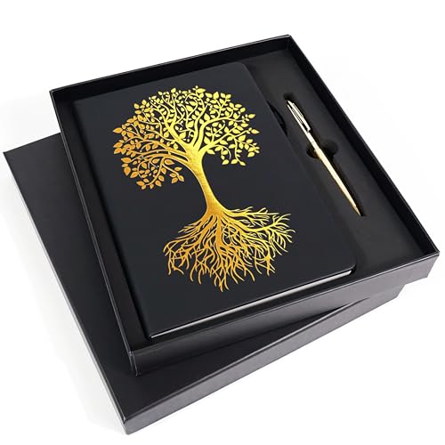 Veway Tree of Life Journal and Pen Gift Set - Vegan Leather Journal with Pen - Professional Diary for Women or Men - A5 Hardcover Fancy Notebook Gift Set - Index & 224 Lined Pages