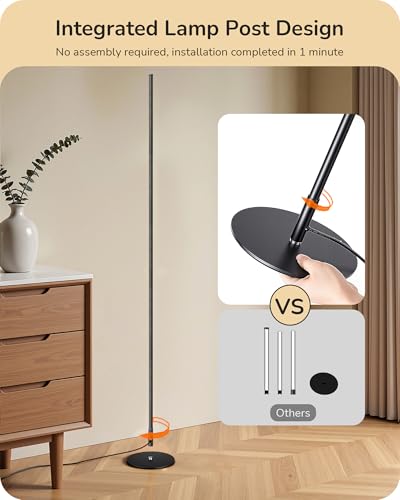 EDISHINE Black 57.5” Dimmable Floor Lamp with Remote, 7 CCT & Adjustable Brightness