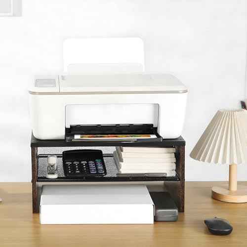 2 Tier Desktop Printer Stand,Multi-Purpose Desk Organizer for Folders,Books,for Fax Machine, Scanner,Home Office