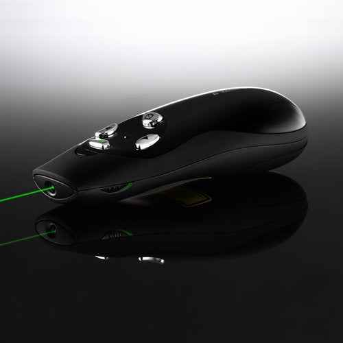 Kensington Wireless Presenter Pro with Green Laser, Class 2, 150 Ft Range, Black