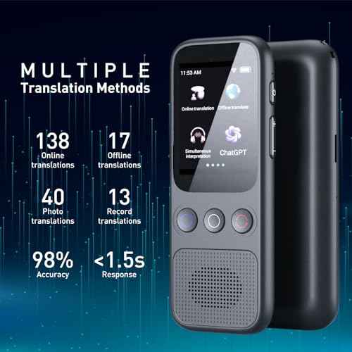 Bisofice Portable Language Translator Device with 138 Languages Voice Translating 17 Offline Translation Simultaneous Interpretation Support Voice Recording Text Translate Group Chat Communication