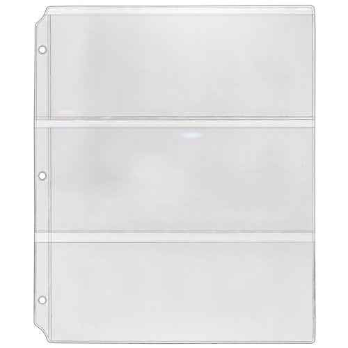 StoreSMART - Collector's Envelope Page for 3-Ring Binders - Three 3 1/2" x 8 1/2" Pockets - Holds 3 Envelopes - Clear Vinyl - 25 Pack - MC29-25