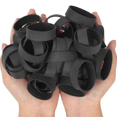 Rubber Bands Size#82 Black 65 Pieces Heavy Duty Wide Industrial Strong Elastic Rubber Bands for Office Supplies Survival Camping Biking Fishing Tactical