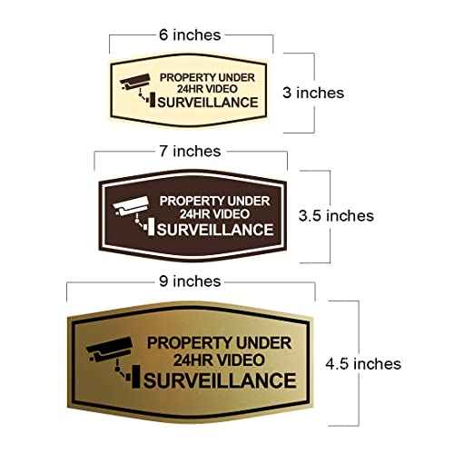Fancy Property Under 24Hr Video Surveillance (Camera) Sign (Brushed Silver) - Large (5 Pack)