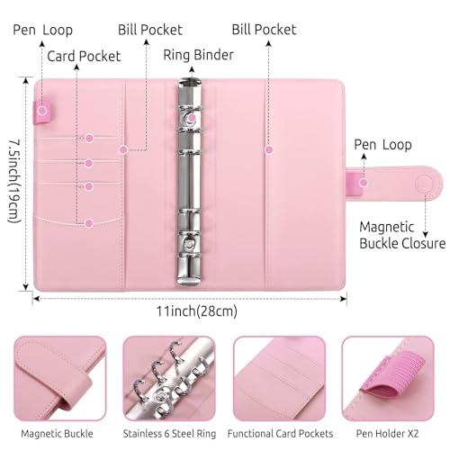 Pink Budget Binder with Zipper Envelopes & Expense Sheets – SKYDUE Money Organizer