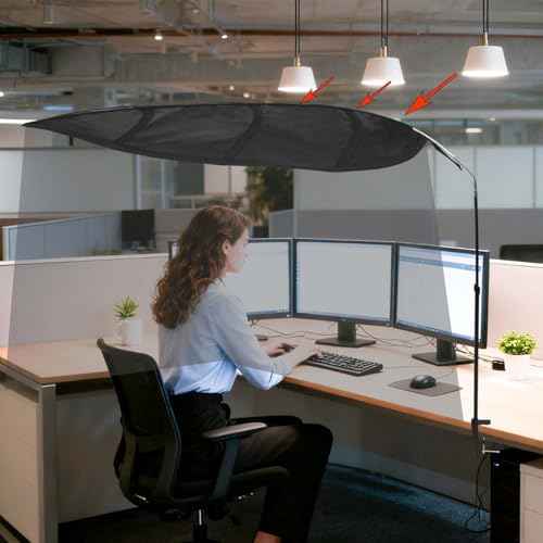 Black Office Cubicle Light Shield and Desk Shade -Cubicle Shade£¬UV-Resistant Blocks Overhead Light, Glare and AC Airflow, Ideal for Light Sensitive Workers, Cubicle Privacy and Comfortable Workspaces