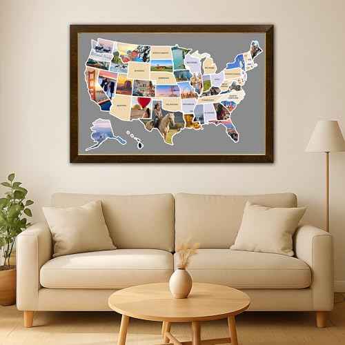 USA Photo Map,50 States Travel Map for Couples,Includes Photo Maker 24 X 36 In,United States for Travel Tracking,US Maps for Wall D?Cor,Gift for Traveling Lovers,Retirees,Adventurers,Mom(Unframed)