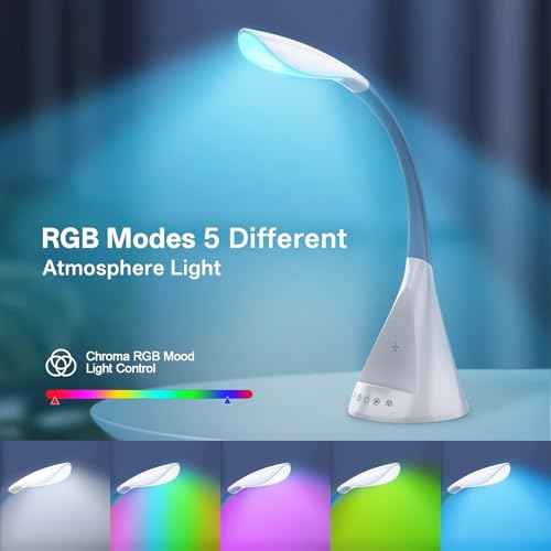 LED Touch Screen Control Desk Lamp, 50 Watt Smart Wireless Fast Charging, 360¡Æ Gooseneck Adjustment, 9Amplified Lighting Modes, 5 RGB Scents, Home Office, Reading, Architects Task Lamps
