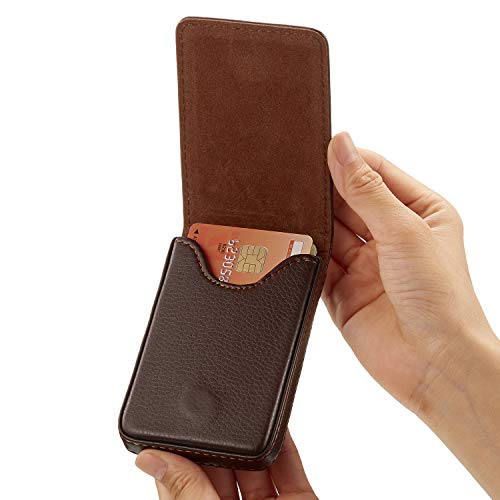Outus Business Card Holder Wallet PU Leather 2 Pack Black & Coffee Classic