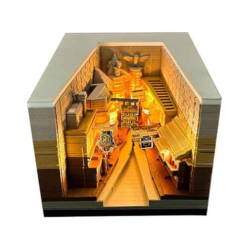 Time Piece Calendar 2026 Desk Calendar with LED Light 3D Tear-away Paper Carving Art Memo Pad Notepad Gift for Christmas Housewarming Desktop Decoration (With Calendar & Light)