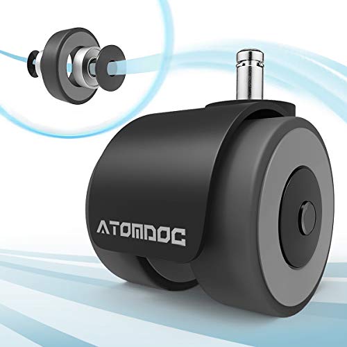 Atomdoc 2-Inch Office Chair Caster Wheels Set of 5 with Quadruple Ball Bearings