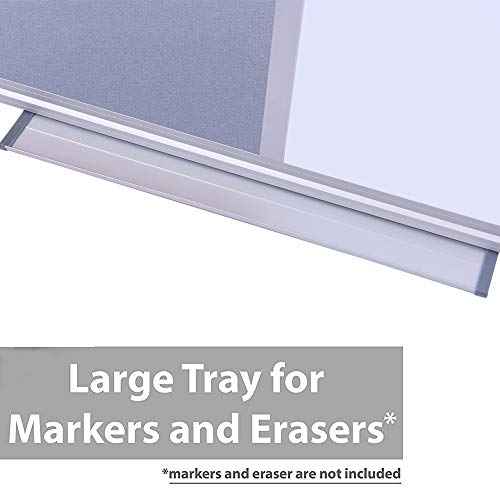 36 x24 inch Cork & Dry Erase Combo Board - Magnetic Whiteboard & Grey Bulletin Board for Office, Home, Classroom | Wall-Mountable with Aluminum Frame & Pen Tray