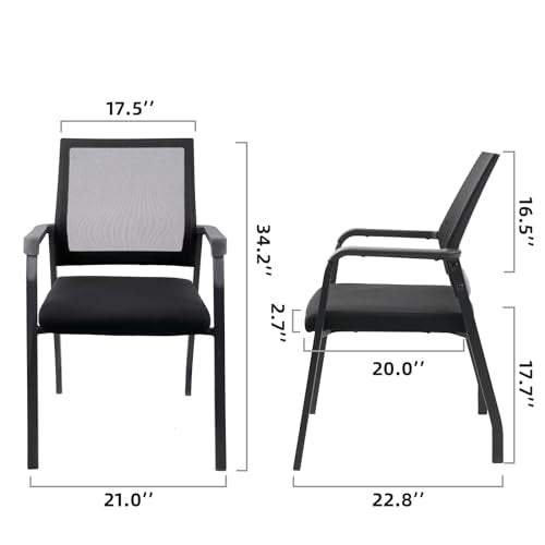 KLASIKA Desk Chair No Wheels - Fixed Back Ergonomic Guest Chair with Lumbar Support, 2.7" Thick Seat, Black